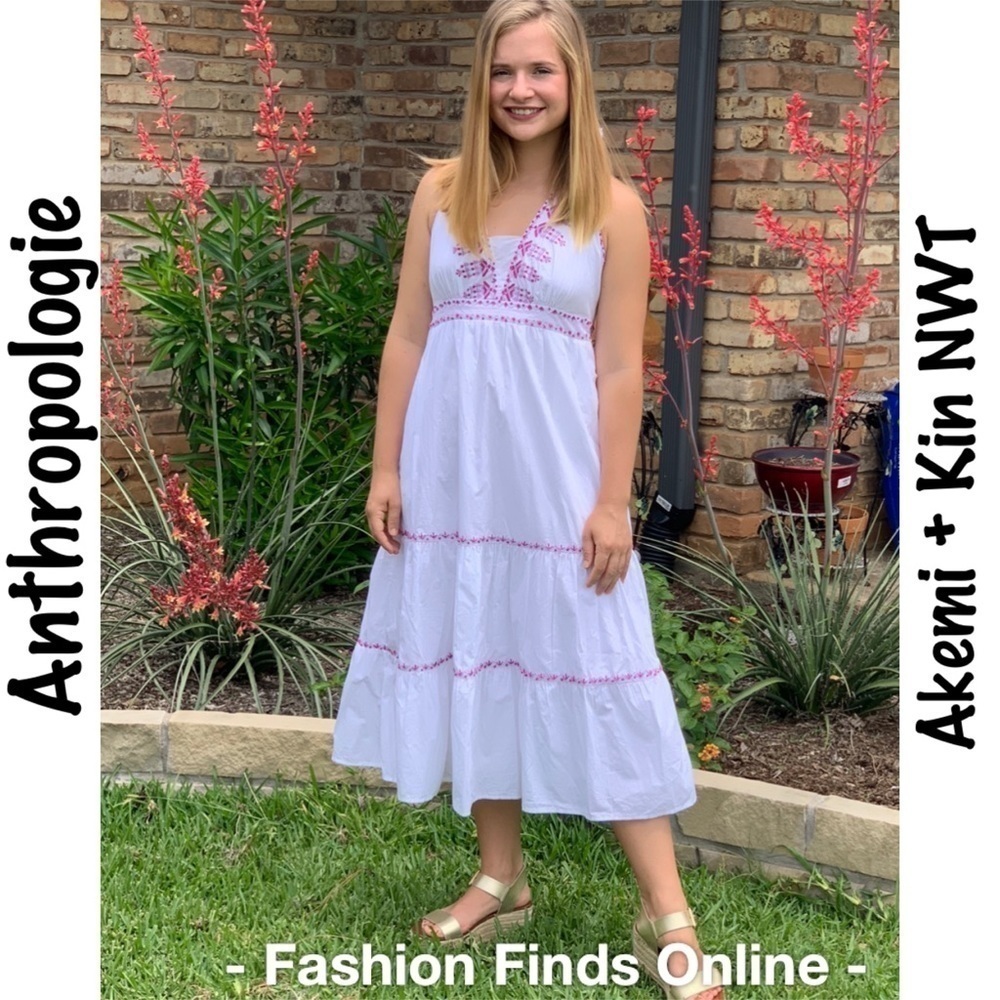 Anthropologie AMEMI+KIN Selena Swing Dress Size 4 White Spring NWT